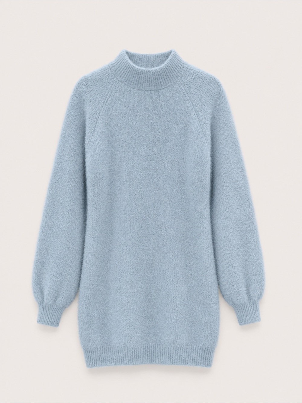 Cozy Mock Neck Sweater Dress in Light Blue